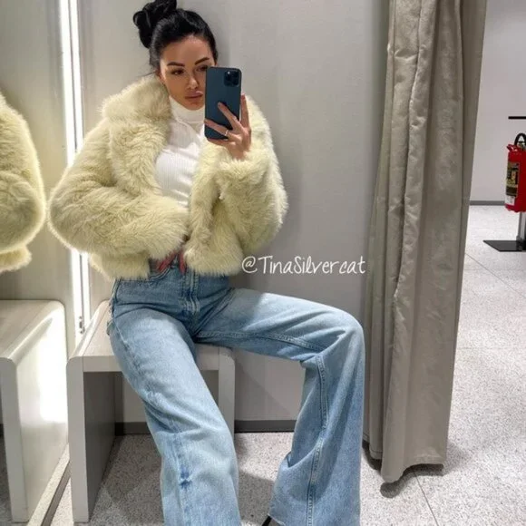BLOGGER'S FAVE! Zara Faux Fur Coat NWT - Picture 12 of 13